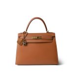 Kelly 28 Sellier Natural Chamonix Gold Plated D Square Stamp