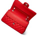 Red Lambskin Quilted Classic Flap Medium Silver Hardware - Image 12