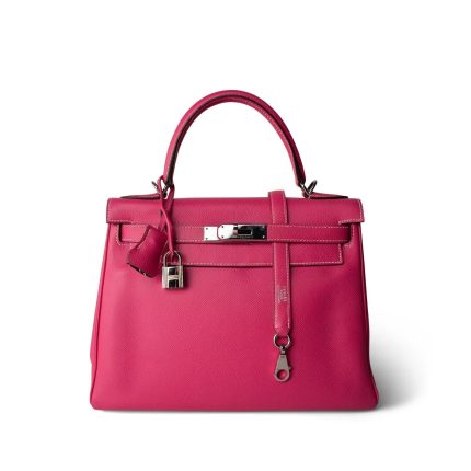 Kelly 28 Rose Tyrien (Candy Color) Epsom Palladium Hardware [O] Stamp