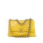 20B Yellow Goatskin Quilted Large 19 Flap Mixed Hardware