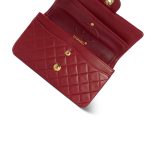 Red Lambskin Quilted Classic Flap Small Gold Hardware - Image 13