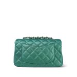 22A Iridescent Green Lambskin Quilted Mini Rectangular Single Flap LGHW - Image 10