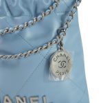 23A Light Blue Calfskin Quilted Mini 22 Bag Silver Hardware - Image 14