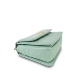 23P Light Green Shiny Calfskin Quilted Pink/Green Chain Top Handle Flap With Chain Aged Gold Hardware - Image 4