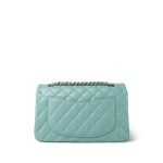 20C Tiffany Blue Caviar Quilted Classic Flap Small Light Gold Hardware - Image 4