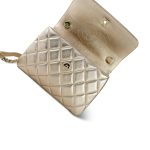 21S Gold Metallic Lambskin Quilted Trendy CC Small Light Gold Hardware - Image 11