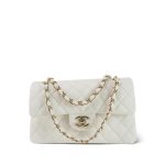 22S White Caviar Quilted Classic Flap Small LGHW - Image 8