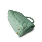 23P Light Green Caviar Quilted Coco Chain Handle Small Aged Gold Hardware - Image 12