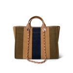 Multicolor Striped Straw Raffia Large Deauville Tote Silver Hardware - Image 3