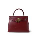 Kelly 28 Rouge H Box Calfskin Gold Plated Z Circle Stamp - Image 9