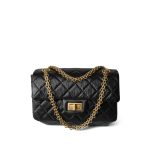 23P Black Aged Calfskin Quilted Mini Reissue 2.55 Flap Aged Gold Hardware - Image 9
