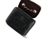 21S Black Caviar Quilted Mini Clutch With Chain Light Gold Hardware - Image 2