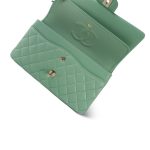 21C Light Green Lambskin Quilted Classic Flap Medium Light Gold Hardware - Image 12