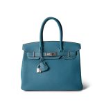 Birkin 30 Blue Jean Togo Palladium Plated L Square Stamp