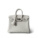 Birkin 25 Mushroom Togo Palladium Plated B Stamp