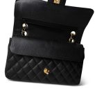 Black Caviar Quilted Classic Flap Medium 24k Gold Hardware - Image 12