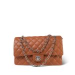 Caramel Caviar Quilted Classic Flap Medium Silver Hardware - Image 2