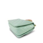 23P Light Green Shiny Calfskin Quilted Pink/Green Chain Top Handle Flap With Chain Aged Gold Hardware - Image 5