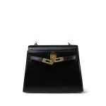 Mini Kelly 20 Black Box Calfskin Gold Plated P Circle Stamp - Image 4