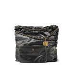22A Ruthenium Metallic Calfskin Quilted 22 Hobo Bag Medium Aged Gold Hardware - Image 17
