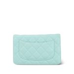 19C Tiffany Blue Caviar Quilted Wallet On Chain WOC Light Gold Hardware - Image 6