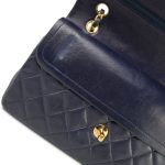 Navy Lambskin Quilted Medium Classic Flap Gold Hardware - Image 14