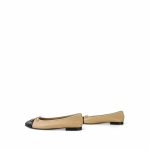 Beige/Black Lambskin Cap Toe CC Ballerina Flats Size 41.5 - Image 7