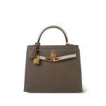 Kelly 25 Bi-Color Horseshoe (HSS) Etoupe/Craie Epsom Gold Plated C Stamp - Image 10