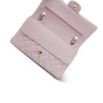 21S Light Pink Caviar Quilted Classic Flap Medium Light Gold Hardware - Image 11