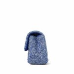 24P Blue White Tweed Quilted Mini Rectangular Flap Silver Hardware - Image 9