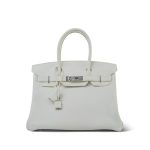 Birkin 30 White Clemence Palladium Plated M Square Stamp