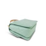 23P Light Green Shiny Calfskin Quilted Pink/Green Chain Top Handle Flap With Chain Aged Gold Hardware - Image 7