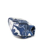 22B Navy/White Floral Printed Silk Single Flap Bag Medium Silver Hardware - Image 8