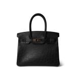 Birkin 30 Noir Ostrich Rose Gold Plated Z Stamp - Image 2