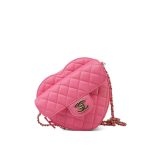 22S Pink Lambskin Quilted Large Heart Bag Light Gold Hardware