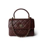 21B Burgundy Lambskin Quilted Trendy CC Small Light Gold Hardware