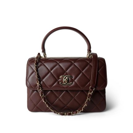 21B Burgundy Lambskin Quilted Trendy CC Small Light Gold Hardware
