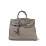 Birkin 25 Gris Asphalt Taurillon Novillo Palladium Plated Y Stamp - Image 7