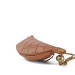 24K Caramel Lambskin Quilted Pearl Crush Waist Bag Aged Gold Hardware - Image 9
