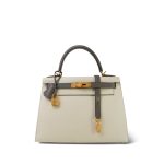 Kelly Sellier 28 Bi-Color Horseshoe (HSS) Craie/Etain Epsom Gold Plated C Stamp