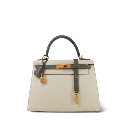 Kelly Sellier 28 Bi-Color Horseshoe (HSS) Craie/Etain Epsom Gold Plated C Stamp