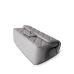 20C Light Grey Lambskin Quilted Mini Rectangular Flap Silver Hardware - Image 9