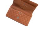 Caramel Caviar Quilted Classic Flap Medium Silver Hardware - Image 8