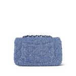 24P Blue White Tweed Quilted Mini Rectangular Flap Silver Hardware - Image 5