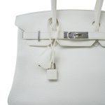 Birkin 30 White Clemence Palladium Plated M Square Stamp - Image 3