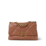 21K Caramel Lambskin Quilted 19 Flap Small Mixed Hardware