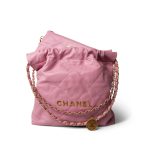 Light Pink Calfskin Quilted 22 Hobo Bag Small