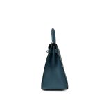 Kelly Sellier 28 Blue Jean Veau Epsom Palladium Plated E Square Stamp - Image 14