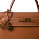 Kelly 28 Sellier Natural Chamonix Gold Plated D Square Stamp - Image 2