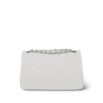 21S White Caviar Quilted Jumbo Classic Flap Silver Hardware - Image 3